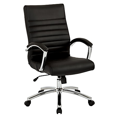 Office Star™ WorkSmart Ergonomic Faux Leather Mid-Back Executive Chair, Black