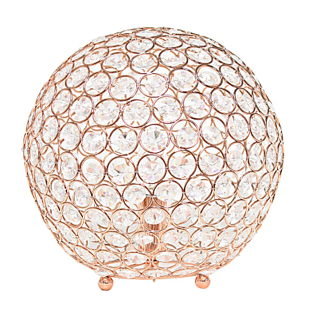 Elegant Designs Crystal Ball Table Lamp, 10"H, Rose Gold