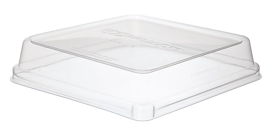 Ghent WorldView™ Renewable & Compostable Lids For 8" Square Containers, Shallow, Clear, Pack Of 200 Lids