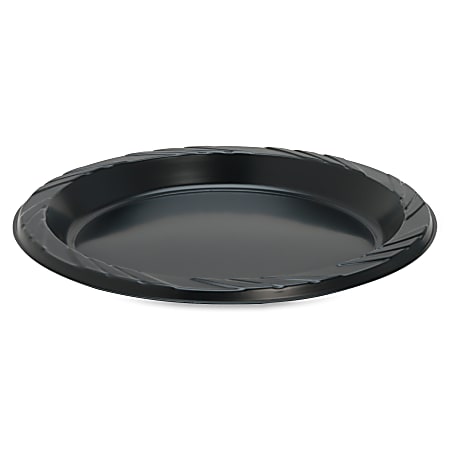Genuine Joe Round Plastic Black Plates - 125