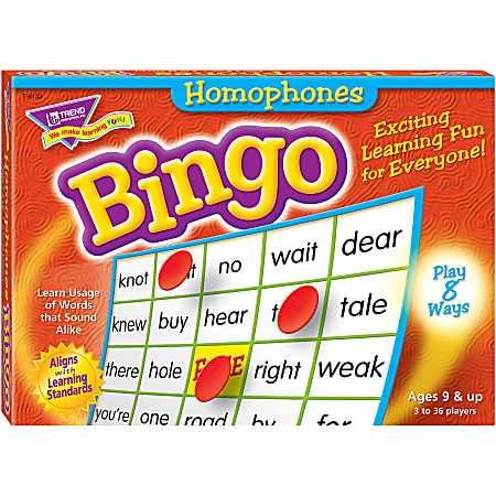 Trend Homonyms Bingo Game