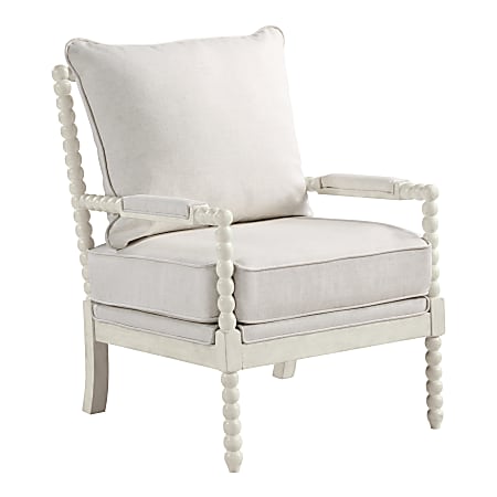 Office Star™ Kaylee Spindle Polyester Accent Chair, White Linen/Antique White