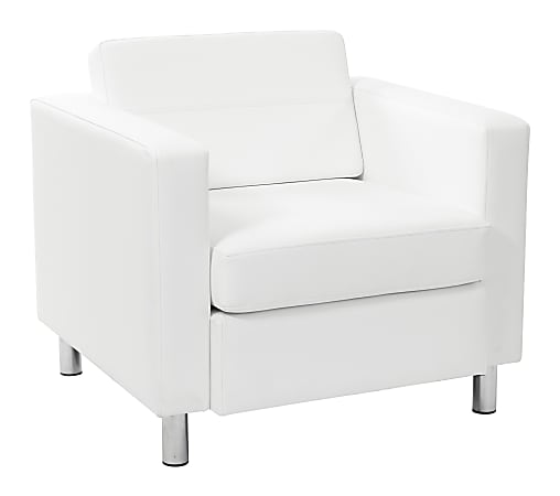 Office Star™ Ave Six Pacific Faux Leather Arm Chair, Snow