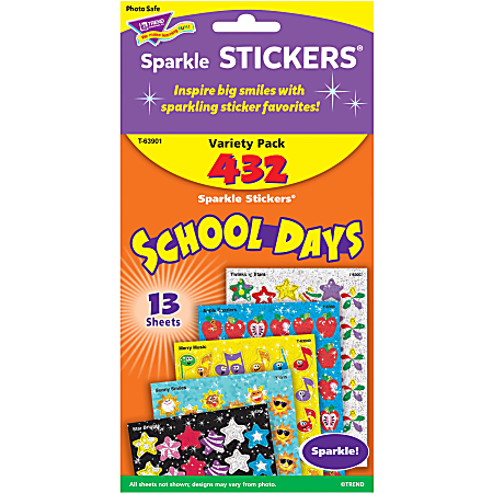 Trend School Days Sparkle Stickers Variety Pack, Pack Of 432 Stickers