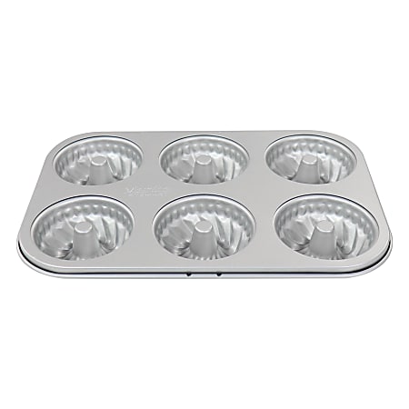 Martha Stewart 6-Cup Carbon Steel Doughnut Pan, Silver