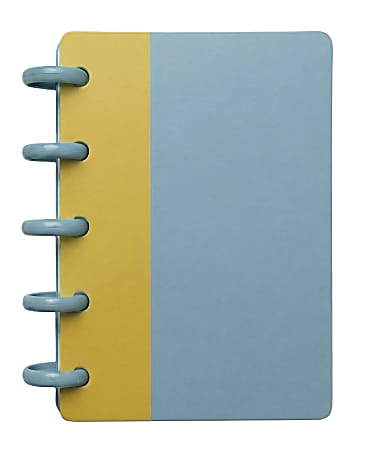 TUL® Mini Discbound Notebook With Soft-Touch Cover, Narrow Ruled, 60 Sheets, 5" x 3-1/2", Blue/Amber