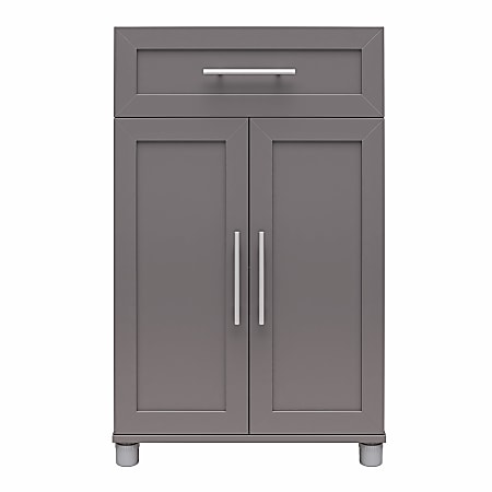 Ameriwood Home Systembuild Evolution Camberly 24"W Framed 2-Door 1-Drawer Storage Cabinet, Graphite Gray