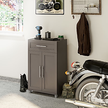 Ameriwood Home Systembuild Evolution Camberly 24 W Framed 2 Door 1 Drawer Storage Cabinet Graphite Gray Office Depot