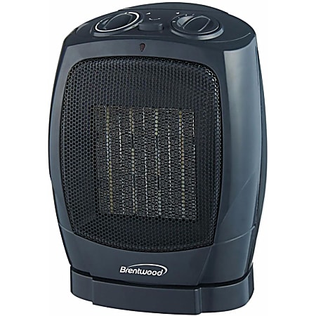 Brentwood H-C1601 1500-Watt Portable Ceramic Space Heater And Fan, 10"H x 8-1/2"W, Black