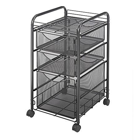 Safco® Onyx™ Mesh File Cart With 1 File Drawer And 2 Small Drawers, 27  1/2