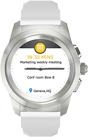 MyKronoz ZeTime Original Hybrid Smartwatch, Regular, Brushed Silver/White Silicone Flat, KRZT1RO-BSL-WHSIL