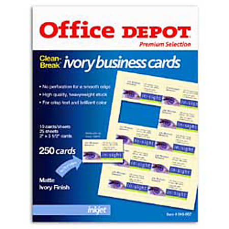 Office Depot® Brand Inkjet Business Cards, 2" x 3 1/2", Ivory, Pack Of 250