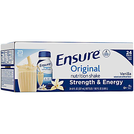 ENSURE PLUS Original Vanilla Meal Replacement Nutrition Shakes, 8 Oz, Pack Of 24 Bottles