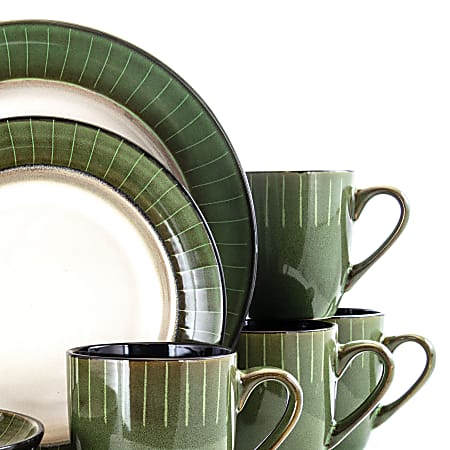 Elama 16 Piece Stoneware Dinnerware Set Jade Green Office Depot
