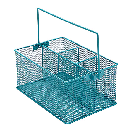 Mind Reader Metal Mesh Storage Basket Organizer, Small Size, Turquoise