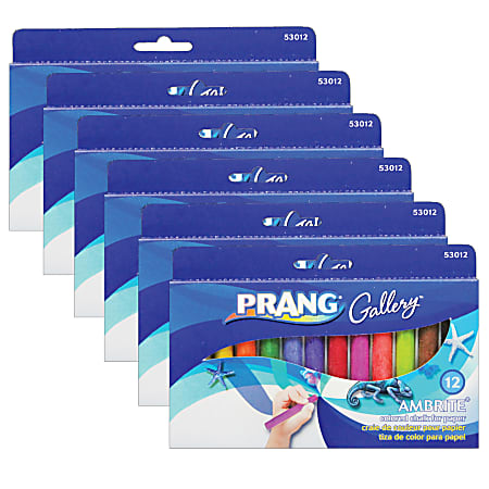 Prang® Ambrite Paper Chalk, 3-3/16" x 7/16", Assorted Colors, 12 Pieces Per Box, Pack Of 6 Boxes
