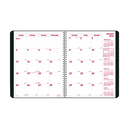 Brownline® Duraflex 14-Month Monthly Planner, Durable Poly Cover, 8 7/8" x 7 1/8", 50% Recycled, Black, December 2014–January 2016