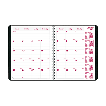 Brownline® Duraflex 14-Month Monthly Planner, Durable Poly Cover, 8 1/2" x 11", 50% Recycled, Black, December 2014–January 2016