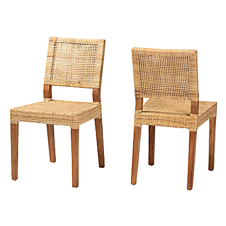 bali & pari Lesia 2-Piece Dining Chair Set, Natural Brown/Walnut Brown
