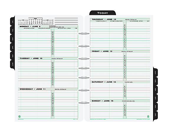 Day-Timer® 90% Recycled Weekly Refill, 5 1/2" x 8 1/2", 2 Pages Per Week, January-December 2015
