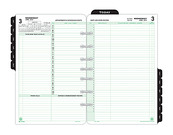 Day-Timer® 90% Recycled Reference Refill, 5 1/2" x 8 1/2", 2 Pages Per Day, January-December 2015