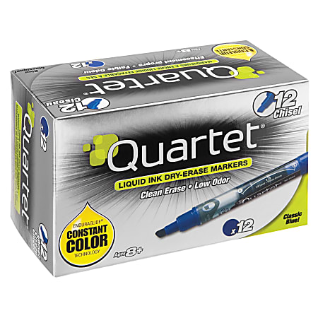 Quartet® EnduraGlide® Dry-Erase Markers, Chisel, Blue, Pack Of 12