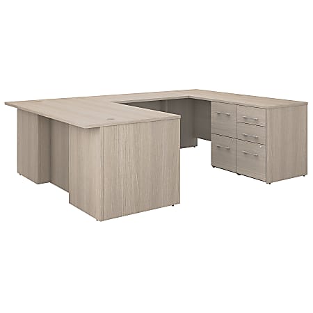 Bush Business Furniture Office 500 72"W U-Shaped Executive Desk With Drawers, Sand Oak, Standard Delivery