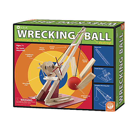 KEVA Wrecking Ball Set, Natural Pine