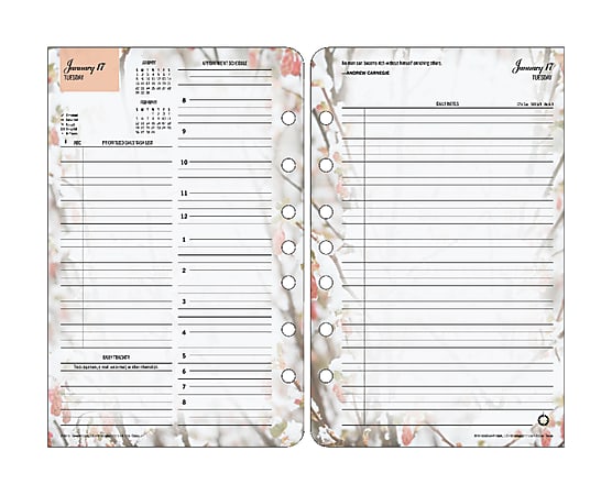 FranklinCovey® Blooms® Planner Refill, 5 1/2" x 8 1/2", 30% Recycled, 2 Pages Per Day, January–December 2015