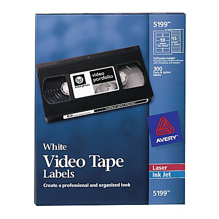 Avery® Laser Video Tape Labels, White, Box Of 50