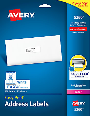 Avery® Easy Peel® Permanent Laser Address Labels, 1