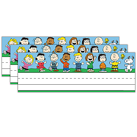 Eureka Tented Name Plates, 9-5/8" x 6-1/2", Peanuts, 36 Name Plates Per Pack, Bundle Of 3 Packs