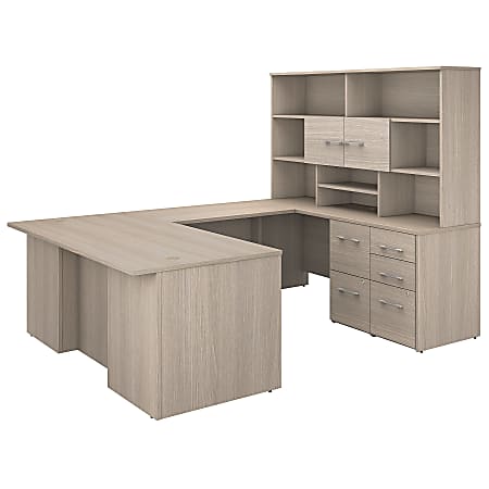 Bush Business Furniture Office 500 72"W U-Shaped Executive Desk With Drawers And Hutch, Sand Oak, Standard Delivery