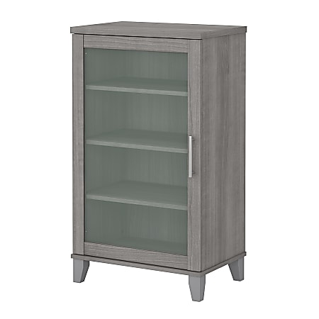 Bush Furniture Somerset 24"W Media Accent Cabinet, Platinum Gray, Standard Delivery