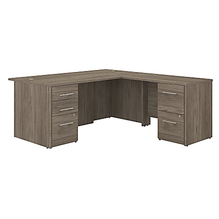 Bush Business Furniture Office 500 72"W L-Shaped Executive Corner Desk With Drawers, Modern Hickory, Standard Delivery