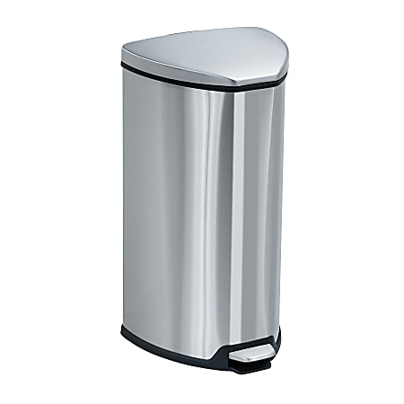 Safco® Hands-Free Step-On Receptacle, 7-Gallon, Silver