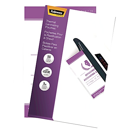Fellowes® Clear Laminating Pouches, 8 1/2" x 14",