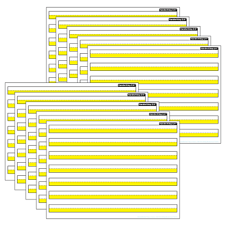 Ashley Productions Smart Poly PosterMat Pals Space Savers, 13" x 9-1/2", 3/4" Handwriting Highlighted Yellow, Pack Of 10 Pieces