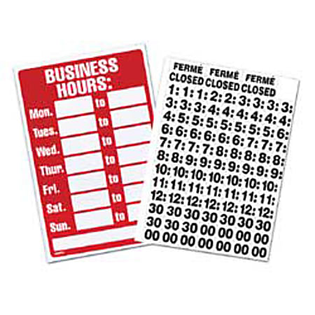 Office Depot® Brand Business Hours Sign, 8" x 12"