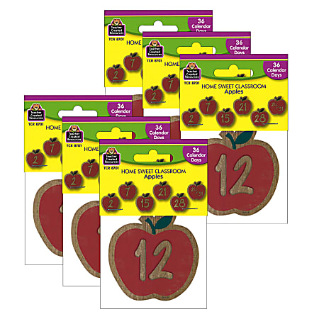 Teacher Created Resources Calendar Days, Home Sweet Classroom Apples, 36 Cards Per Pack, Set Of 6 Packs