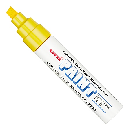 uni-ball® uni Paint Oil-Base Marker, Broad, White Barrel, Yellow Ink