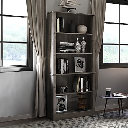 Realspace® Peakwood 71"H 5-Shelf Bookcase, Smoky Brown