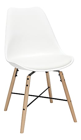 OFM 161 Collection Mid-Century Modern Molded Dining Chairs, White, Set Of 4 Chairs