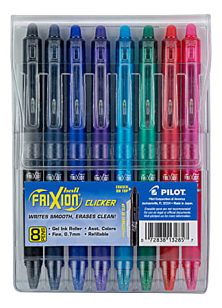 Pilot Ersaer FriXion 0.7mm Fine Rollerball pen w/ case 9 Refills Blue 