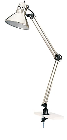V-Light Swing Arm Architect Clamp-On Lamp, 34 1/4"H, Brushed Nickel