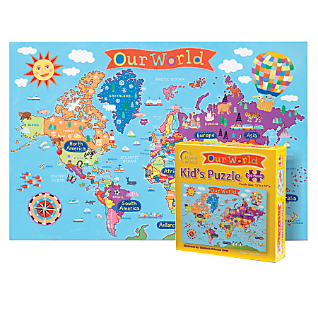 Round World Products Kids&#x27; World 100-Piece Jigsaw Puzzle,