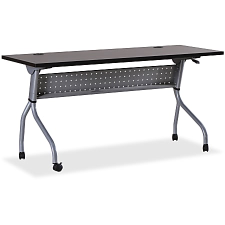 Lorell® Flip Top Training Table, 60"W, Espresso/Silver