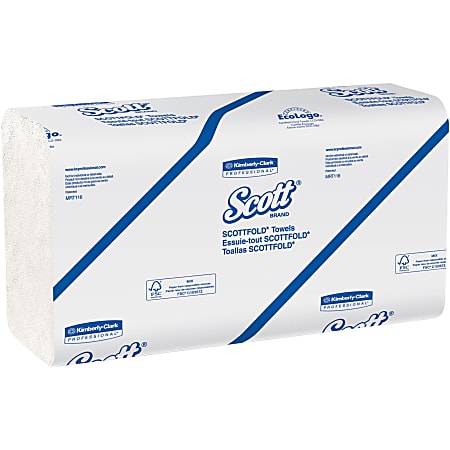 Scott® Essential Multi-Fold Paper Towels, 9-7/16" x 12-7/16", White, 175 Sheets Per Roll, Case Of 25 Rolls