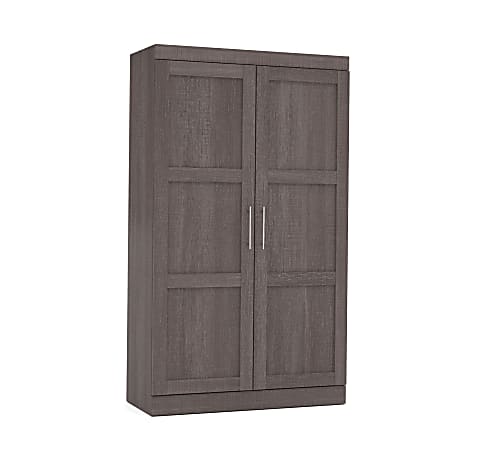 Bestar Pur 49"W Wardrobe With Pull-Out Shoe Rack, Bark Gray