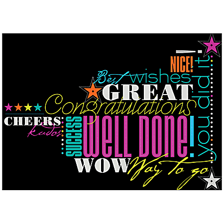 JAM Paper® Congratulations Card Set, 7 7/8" x 5 5/8", Neon Script, Set Of 25 Cards And Envelopes